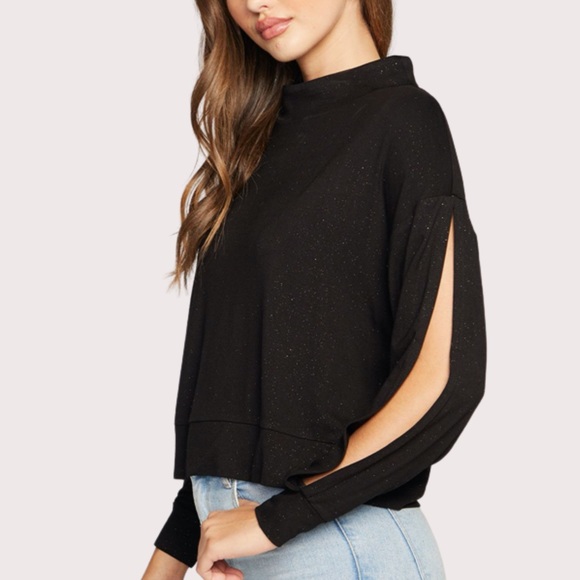 NWT - Chaser Sparkly Slit Sleeve Jersey Blouse - Picture 2 of 4